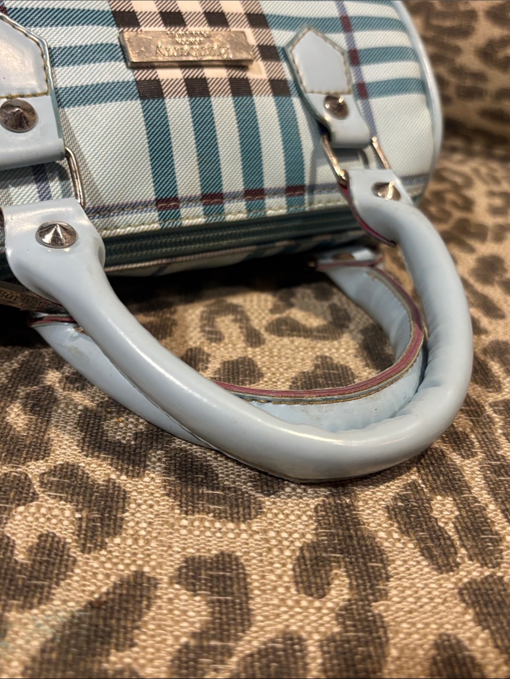 Rare! Burberry blue label mini top handle tartan plaid patent leather handle y2k - Picture 8 of 16